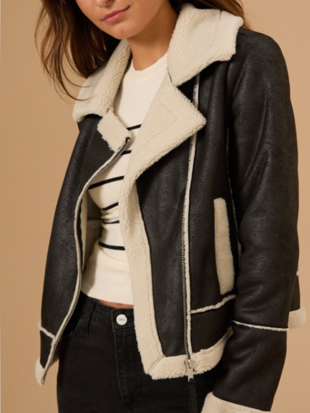 Altar'd State
Lyric Sherpa Trim Moto Jacket SIZE SMALL NWT